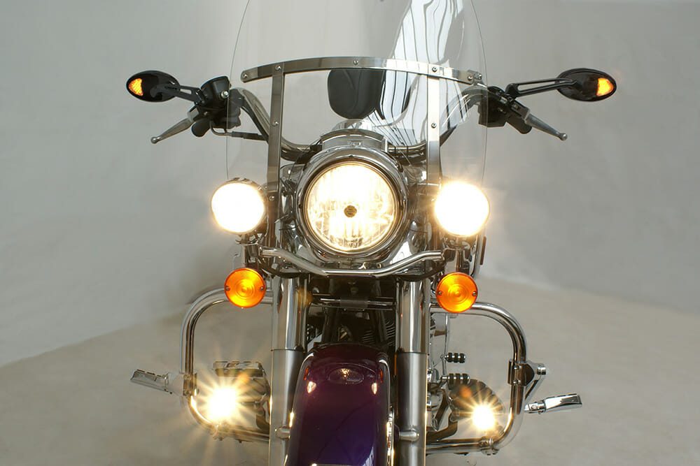 RIVCO Chrome Motorcycle Mirrors with LED Turn Signals and Running lights -  RIVCO