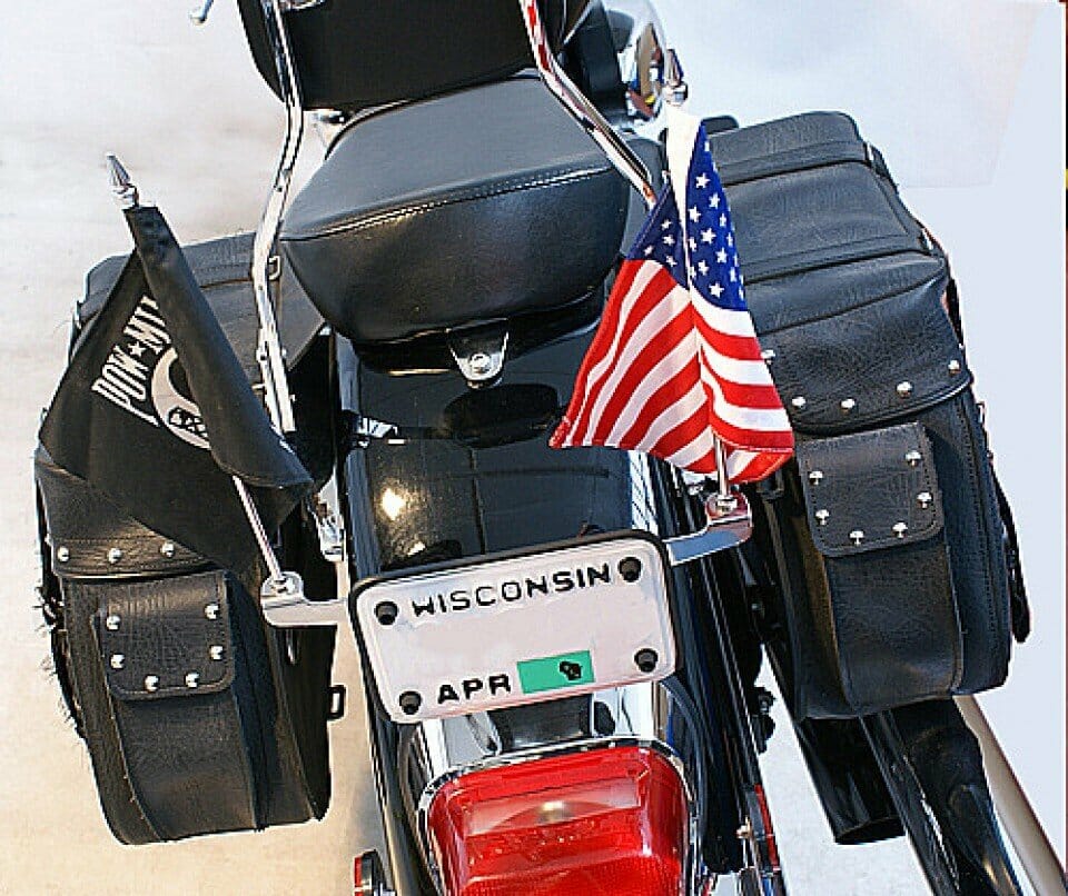 Texas State Flag + American Flag GUAIMI License Plate Mounted Double Flag Holder Double Motorcycle Flags 