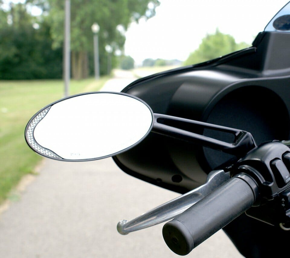 RIVCO Black Motorcycle Mirrors with LED Turn Signals and Running lights -  RIVCO