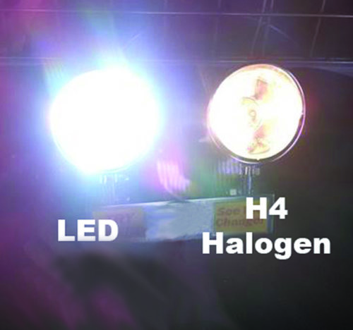 LED-100 on left verses standard H4 on right _wtext-cmykbanner_catalt